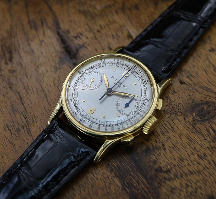 Patek Philippe Vintage Chronograph Ref 533 18kt Yellow Gold Full Set 1947