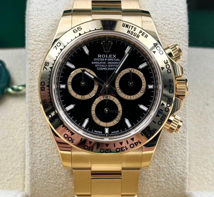 Rolex Daytona Unworn Cosmograph Daytona 40mm Black Dial Yellow Gold Bracelet 126508 Box Papers 2024