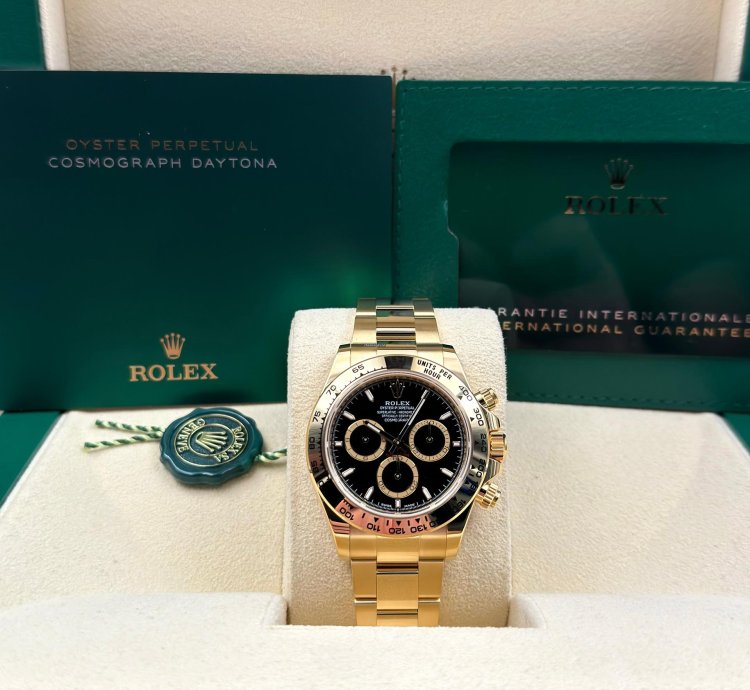 Rolex Daytona Unworn Cosmograph Daytona 40mm Black Dial Yellow Gold Bracelet 126508 Box Papers 2024