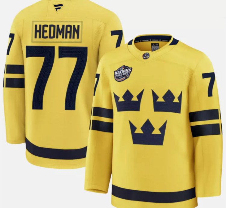 Victor Hedman Jersey 77 Sweden Yellow 2025 4 Nations Face-off Stitched
