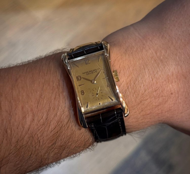 Patek Philippe Vintage Golden Banana Marilyn Monroe 18k Rose Gold Vintage Full Set Box Papers