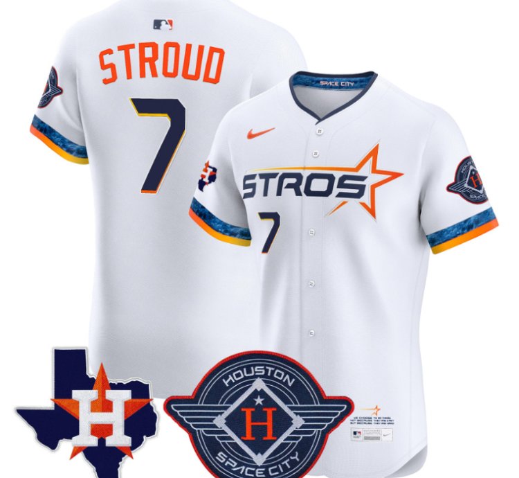 Cj Stroud Jersey 7 Houston Astros 2025 City Connect Texas Patch Premier Elite Stitched White