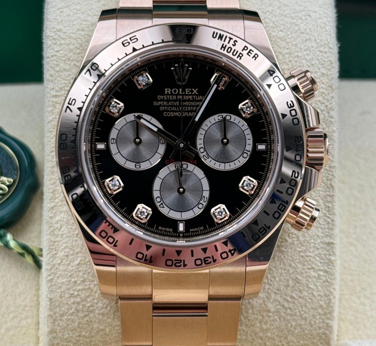 Rolex Daytona Unworn Cosmograph Daytona 40mm Black Diamond Dial Rose Gold 126505 Box Papers 2024
