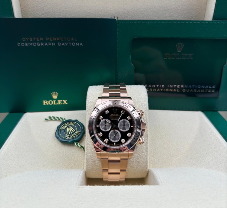 Rolex Daytona Unworn Cosmograph Daytona 40mm Black Diamond Dial Rose Gold 126505 Box Papers 2024