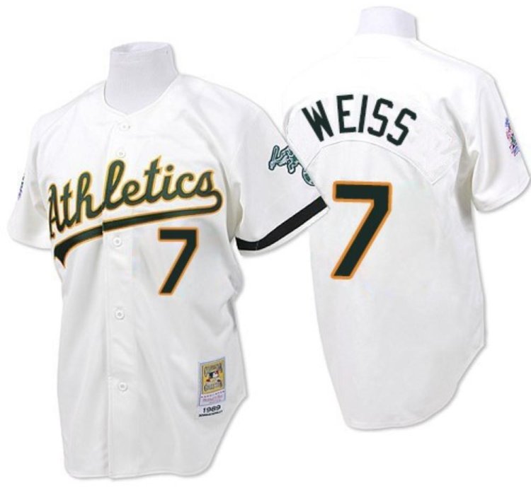Oakland Athletics Walt Weiss White 1989 Throwback Jersey