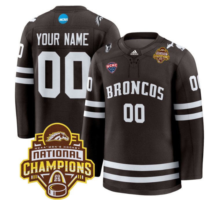 Custom Western Michigan Broncos Jersey 2025 National Champions Patch Premium Stitched Brown