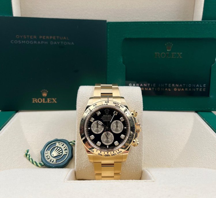 Rolex Daytona Unworn Cosmograph Daytona 40mm Black Diamond Dial Yellow Gold 126508 Box Papers 2024