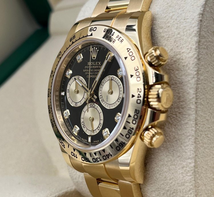 Rolex Daytona Unworn Cosmograph Daytona 40mm Black Diamond Dial Yellow Gold 126508 Box Papers 2024