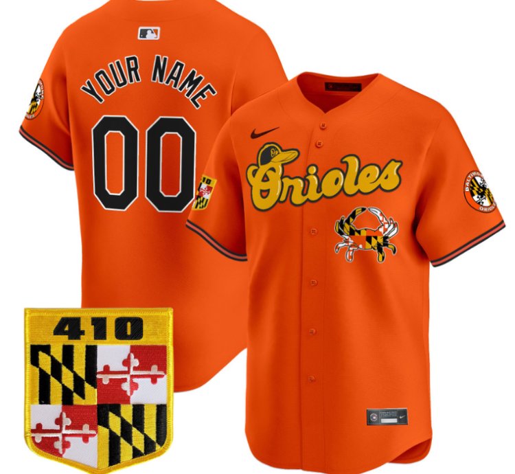 Custom Baltimore Orioles Jersey 410 Chesapeake Crab Patch Premier Limited Stitched Orange