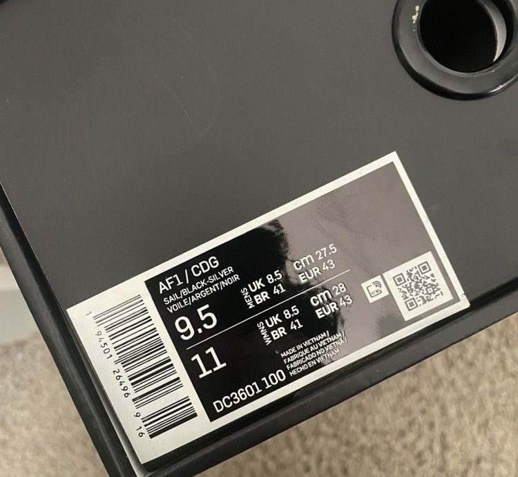 Nike Air Force 1 Mid Comme Des Garcons Cdg White Size 9 5