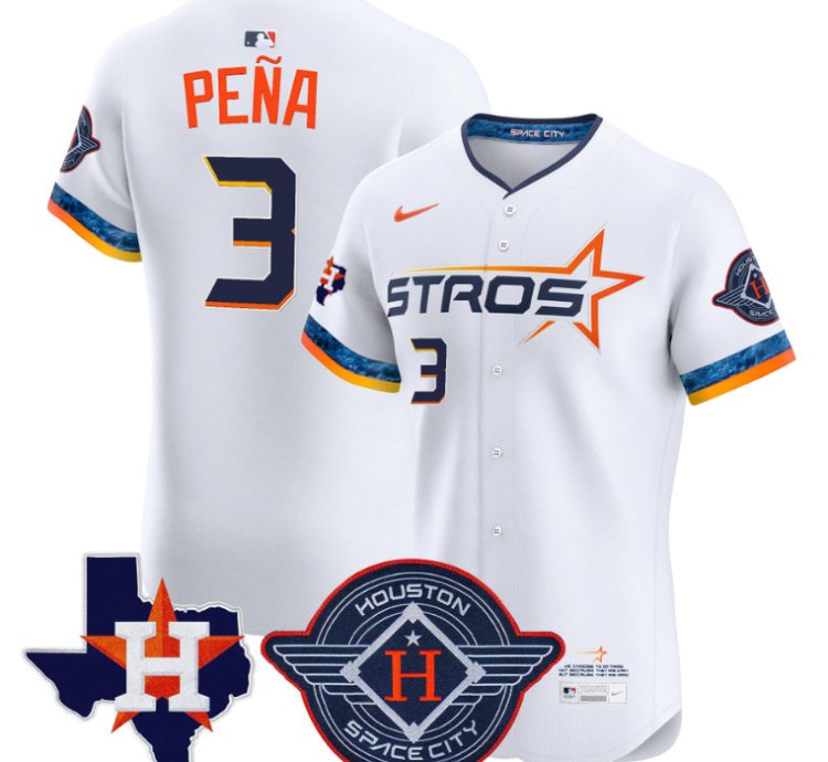 Jeremy Pena Jersey 3 Houston Astros 2025 City Connect Texas Patch Premier Elite Stitched White