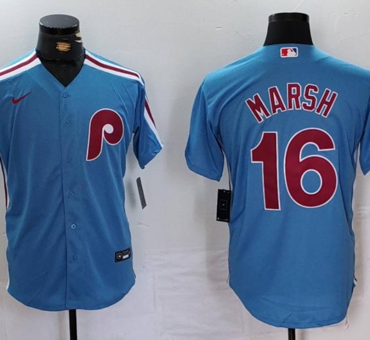 Philadelphia Phillies Brandon Marsh Light Blue Throwback Jersey