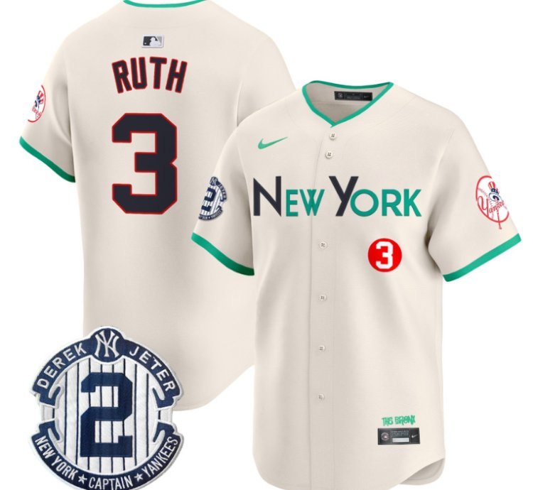 Babe Ruth Jersey 3 New York Yankees City Connect Vapor Premier Limited Stitched Cream