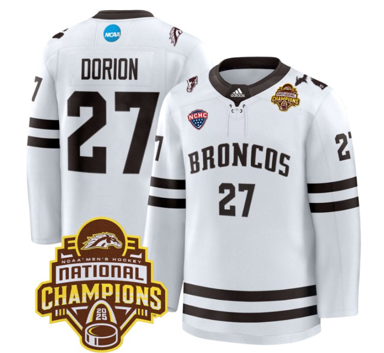 Dan Dorion Jersey 27 Western Michigan Broncos 2025 National Champions Patch Premium Stitched White