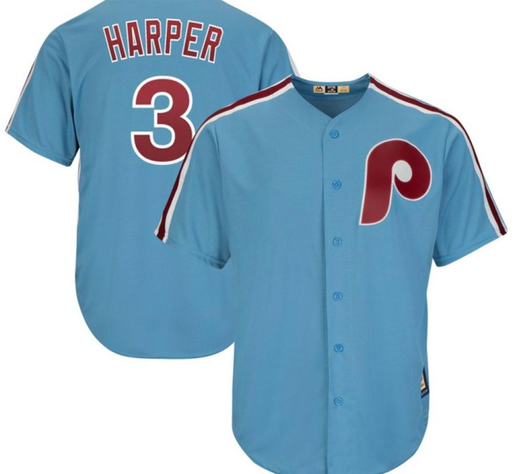 Philadelphia Phillies Bryce Harper Blue Throwback Jersey