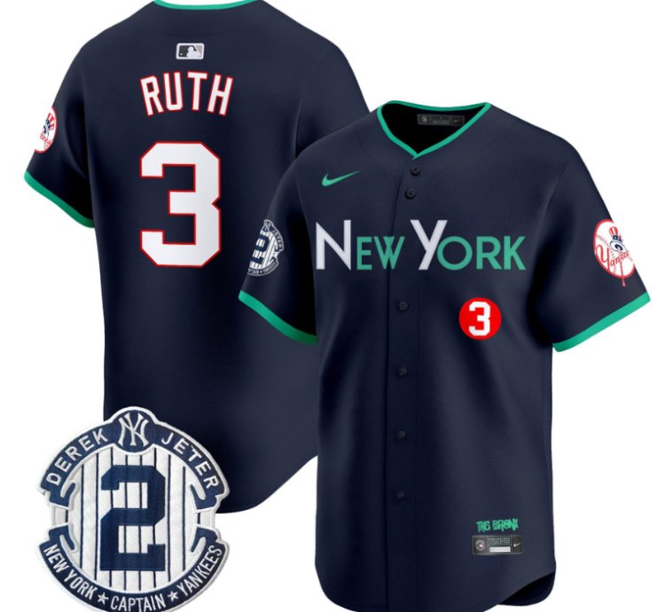 Babe Ruth Jersey 3 New York Yankees City Connect Vapor Premier Limited Stitched Navy