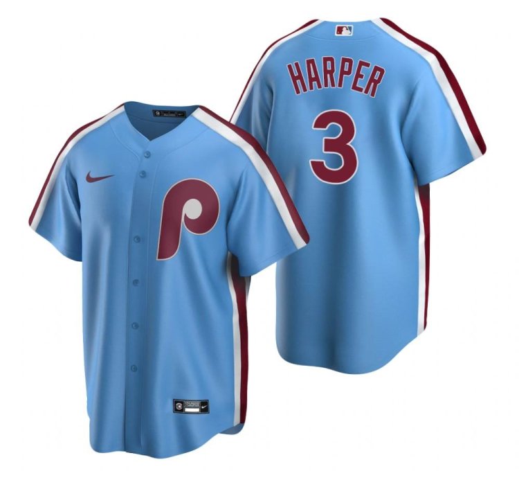 Philadelphia Phillies Bryce Harper Light Blue Cooperstown Jersey