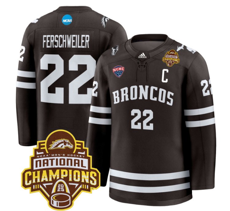 Pat Ferschweiler Jersey 22 Western Michigan Broncos 2025 National Champions Patch Premium Stitched Brown