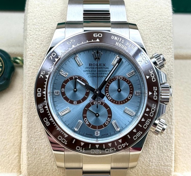 Rolex Daytona Unworn Cosmograph Daytona Ice Blue Baguette Dial Platinum 126506a Box Papers 2025