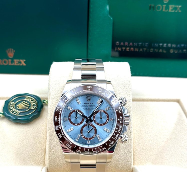 Rolex Daytona Unworn Cosmograph Daytona Ice Blue Baguette Dial Platinum 126506a Box Papers 2025