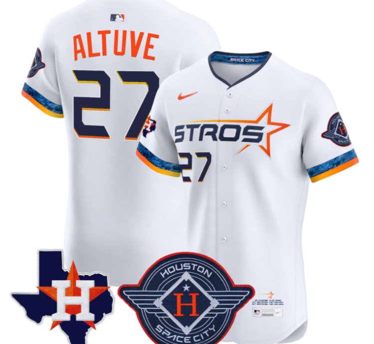 José Altuve Jersey 27 Houston Astros 2025 City Connect Texas Patch Premier Elite Stitched White