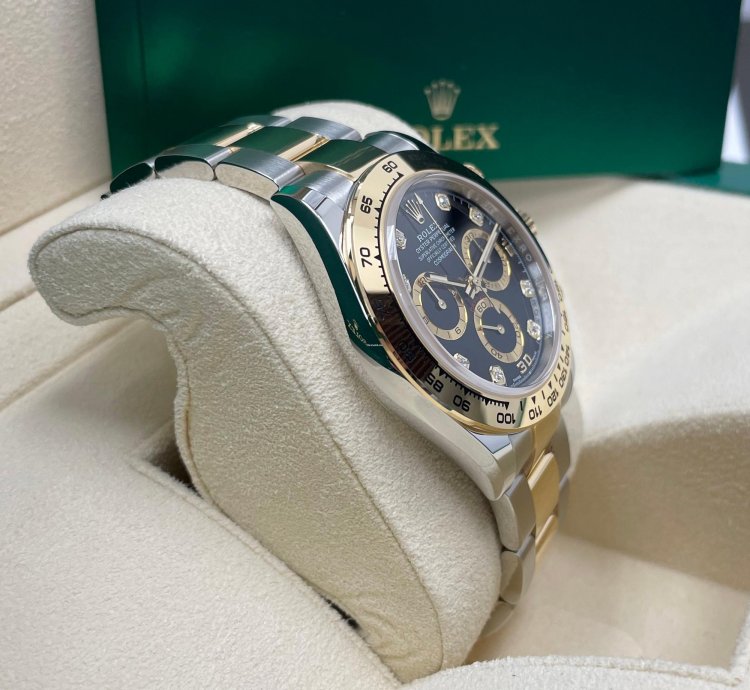Rolex Daytona Unworn Daytona 116503 40mm Two Tone Yellow Gold Black Diamond Dial Complete Set