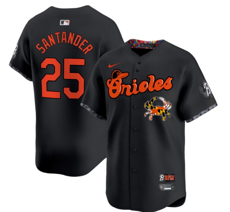 Anthony Santander Jersey 25 Baltimore Orioles Maryland Blue Crab Vapor Stitched Black
