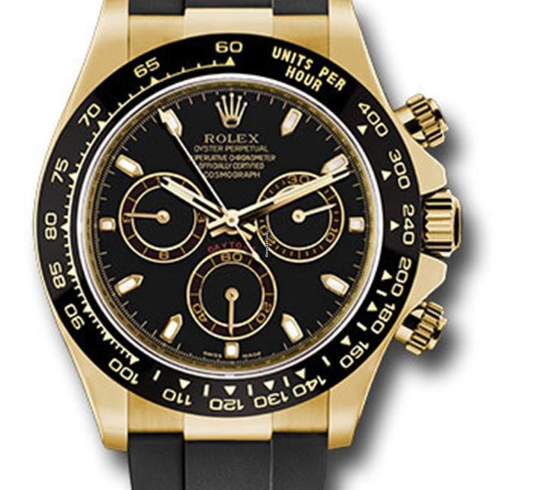 Rolex Daytona Unworn Daytona 116518 Yellow Gold 40mm Black Dial Oysterflex Rubber Band
