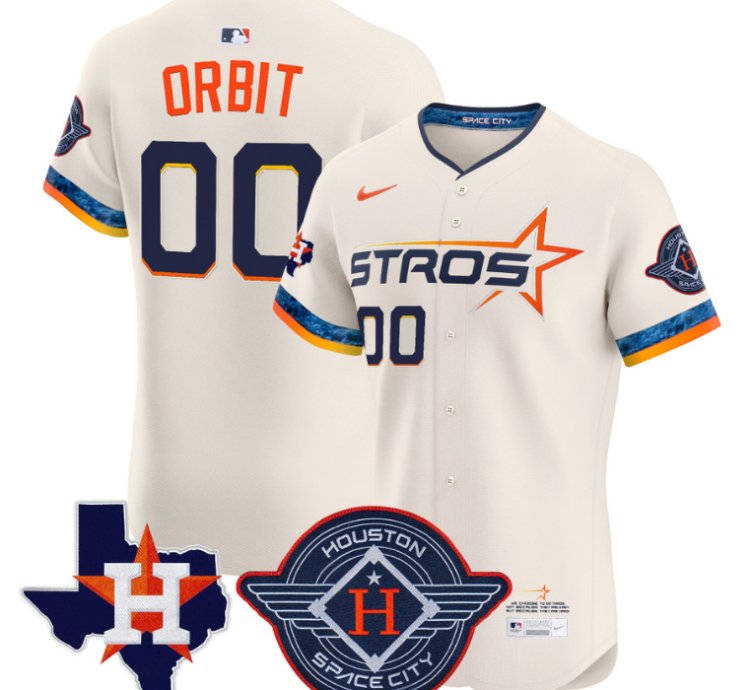 Orbit Jersey 00 Houston Astros 2025 City Connect Texas Patch Premier Elite Stitched Cream