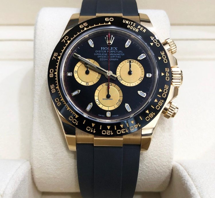 Rolex Daytona Unworn Daytona 116518 Yellow Gold 40mm Black Paul Newman Index Dial Black Oysterflex