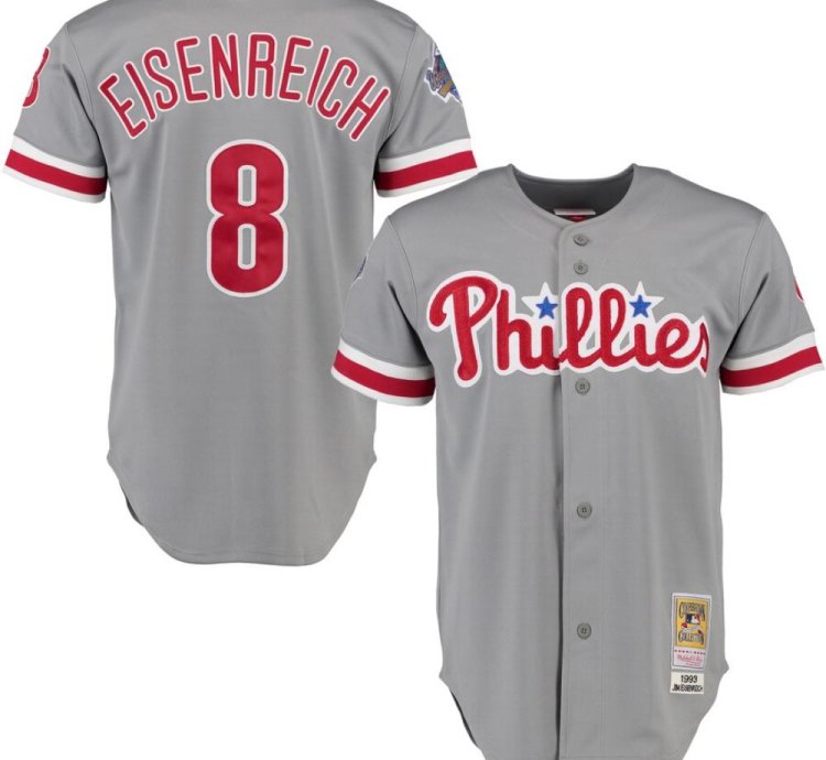 Philadelphia Phillies Jim Eisenreich Gray 1993 Throwback Jersey