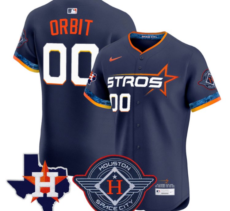 Orbit Jersey 00 Houston Astros 2025 City Connect Texas Patch Premier Elite Stitched Navy