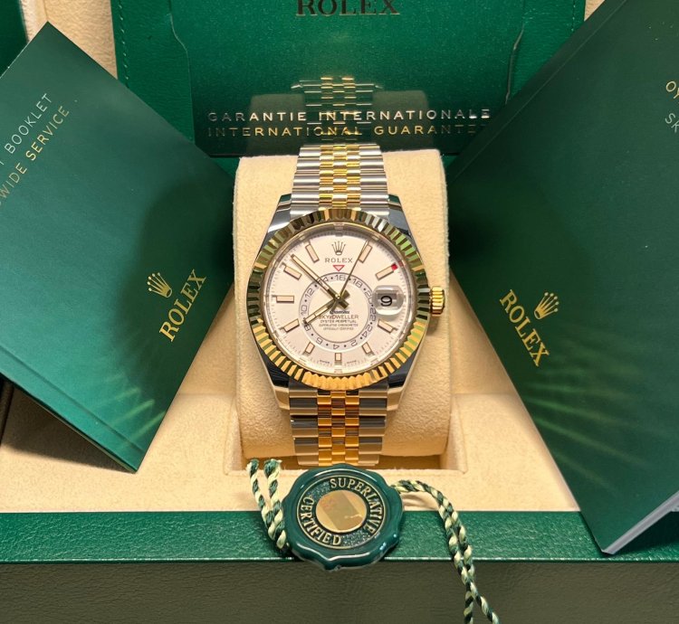 Rolex Sky-dweller Unworn Two Tone Yellow Gold Sky-dweller White Dial Jubilee Bracelet 326933