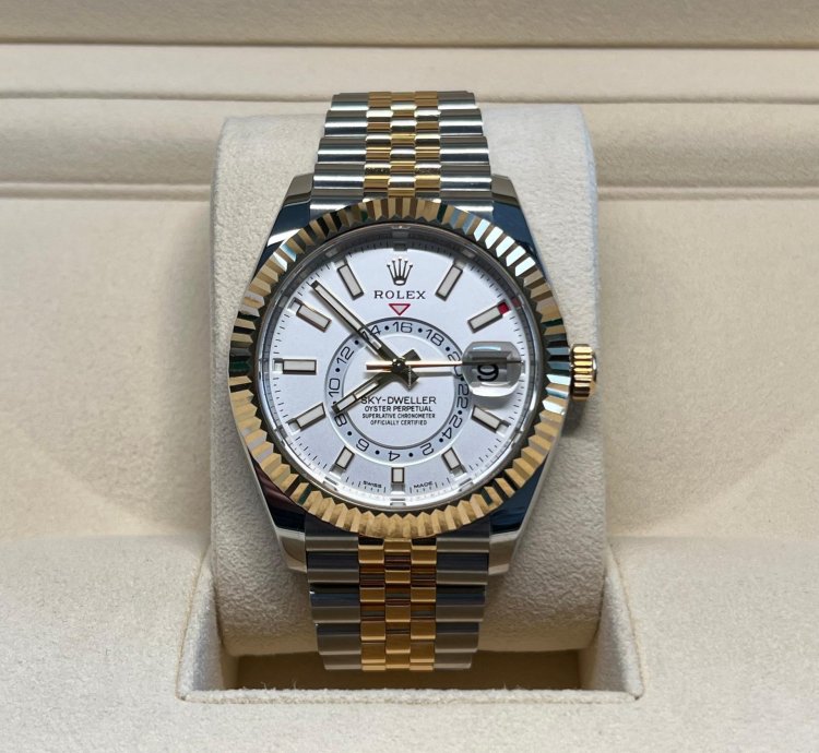 Rolex Sky-dweller Unworn Two Tone Yellow Gold Sky-dweller White Dial Jubilee Bracelet 326933