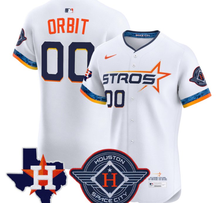 Orbit Jersey 00 Houston Astros 2025 City Connect Texas Patch Premier Elite Stitched White