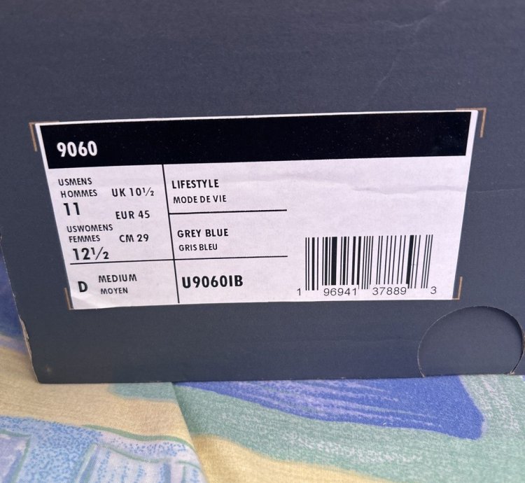 New Balance 9060 Artic Grey U9060ib Sz 11 Ds