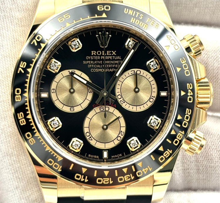 Rolex Daytona Unworn Daytona 40mm Black Diamond Dial Yellow Gold Oysterflex 126518ln Box Papers 2024