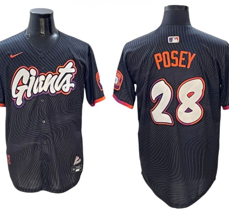 San Francisco Giants 28 Buster Posey Black 2025 City Connect Jersey