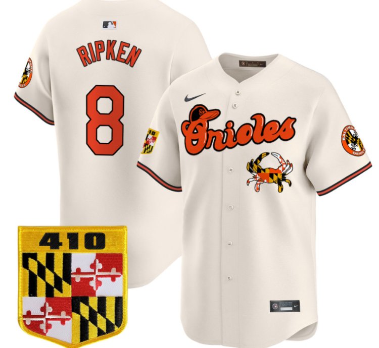 Cal Ripken Jersey 8 Baltimore Orioles 410 Chesapeake Crab Patch Limited Stitched Cream