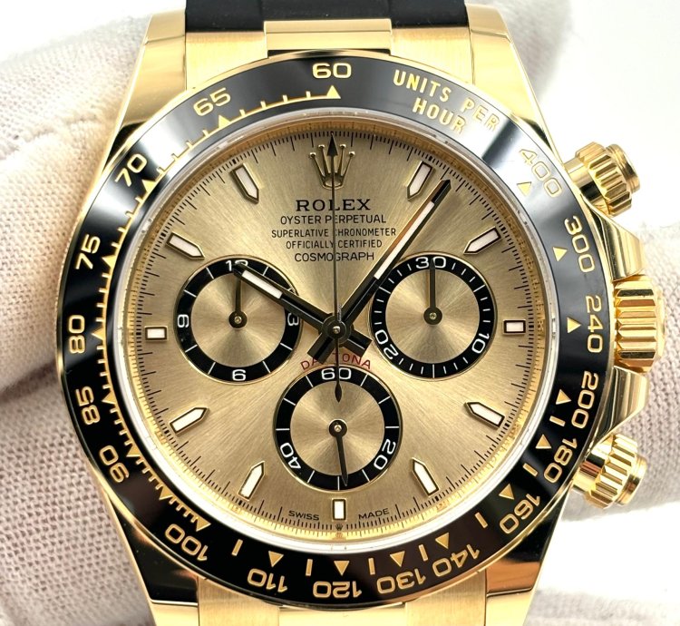 Rolex Daytona Unworn Daytona 40mm Champagne Dial Yellow Gold Oysterflex 126518ln Box Papers 2024
