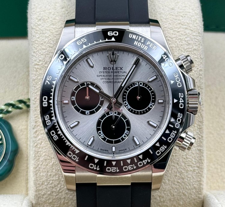 Rolex Daytona Unworn Daytona 40mm Silver Ghost Dial White Gold Oysterflex 126519ln Box Papers 2024