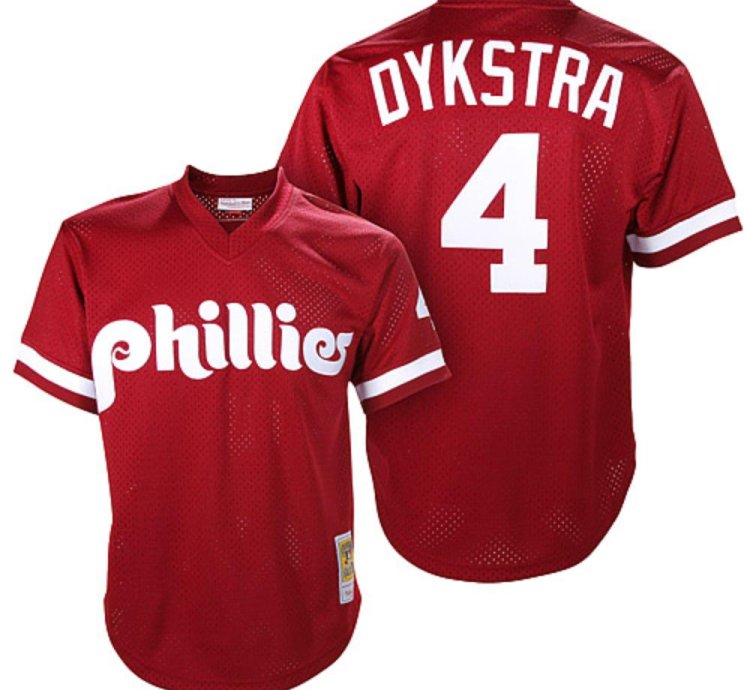 Philadelphia Phillies Lenny Dykstra Red 1991 Throwback Mesh Pullover Jersey