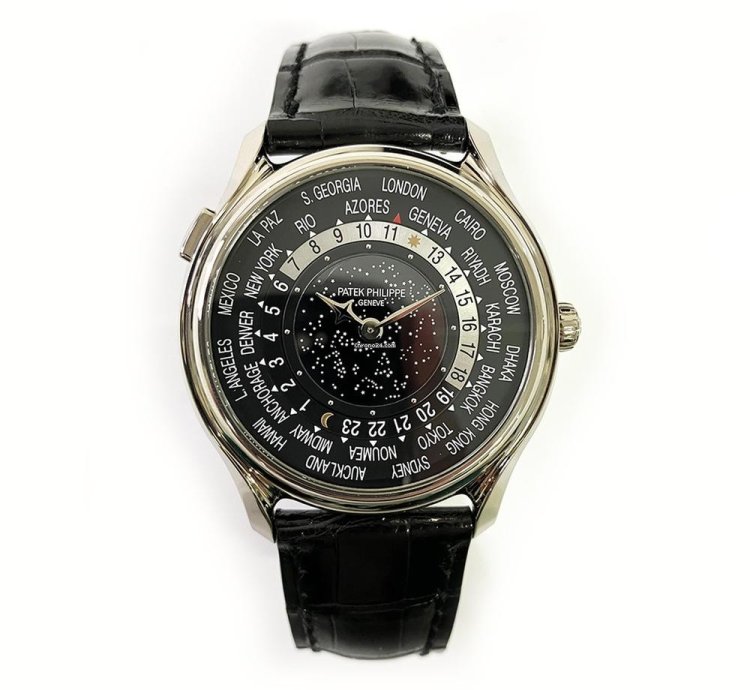 Patek Philippe World Time 5575g-001 White Gold With Black Leather Watch Black Dial 2015