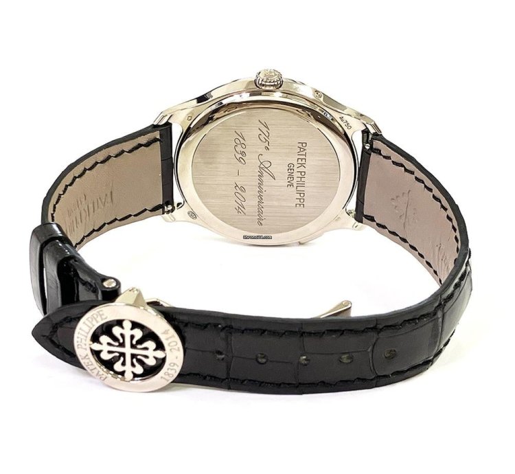 Patek Philippe World Time 5575g-001 White Gold With Black Leather Watch Black Dial 2015