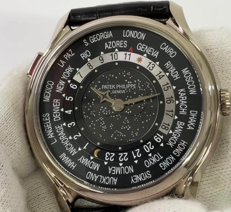 Patek Philippe World Time Anniversary 175th 40mm White Gold - Black Dial - Leather Strap 5575g-001