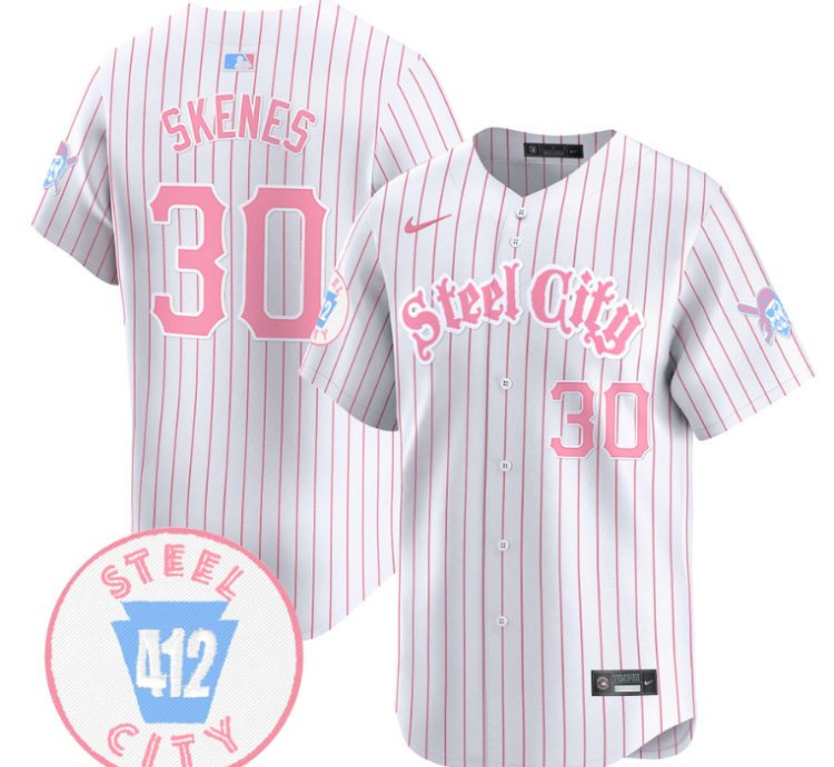 Paul Skenes Jersey 30 Pittsburgh Pirates Bubblegum Pink Vapor Premier Limited Stitched Pinstripe