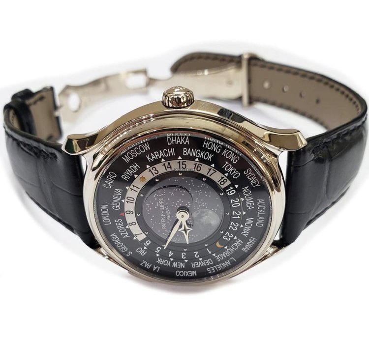 Patek Philippe World Time Anniversary 175th White Gold Black Dial 5575g-001
