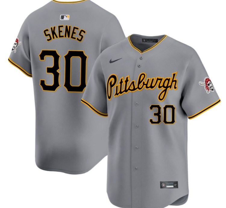 Paul Skenes Jersey 30 Pittsburgh Pirates Gray - All Stitched