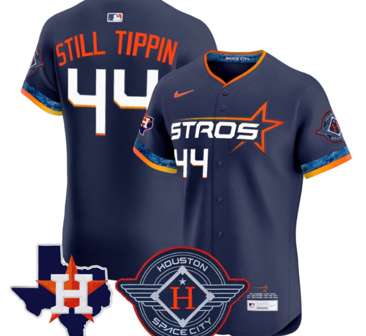Still Tippin Jersey 44 Houston Astros 2025 City Connect Texas Patch Premier Elite Stitched Navy