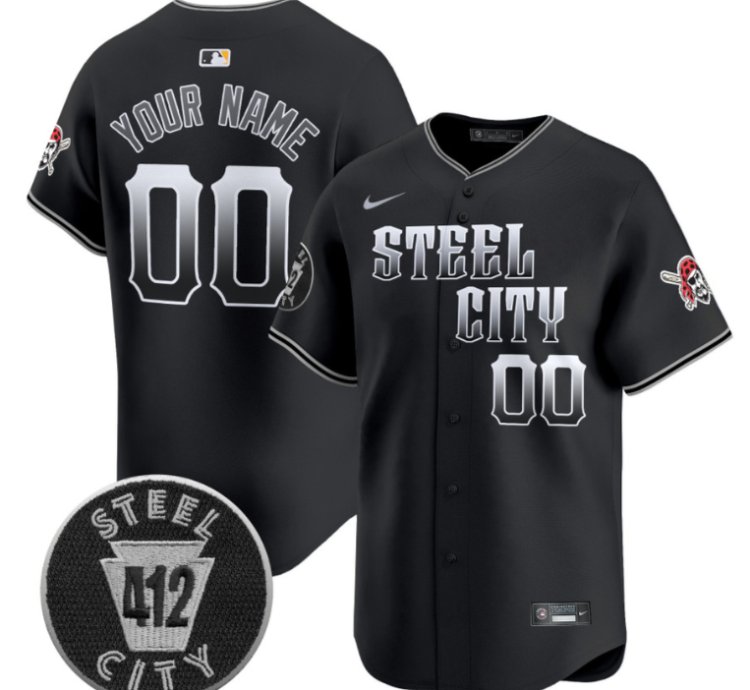Custom Pittsburgh Pirates Jersey 412 Patch Vapor Premier Limited V8 Stitched Black